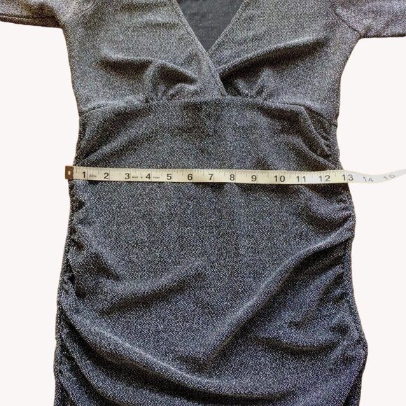 Divided Dress Small Long Sleeve Ruched Sides Sparkle Party - Picture 5 of 12